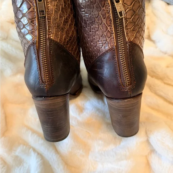 Freebird Brown Snakeskin and  Genuine Leather Boots - Picture 4 of 5